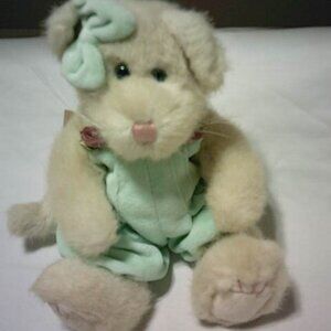 RARE BOYDS BEARS SUZIE PURRKINS PLUSH WHITE KITTEN WEARING MINT GREEN ROMPER 🐻